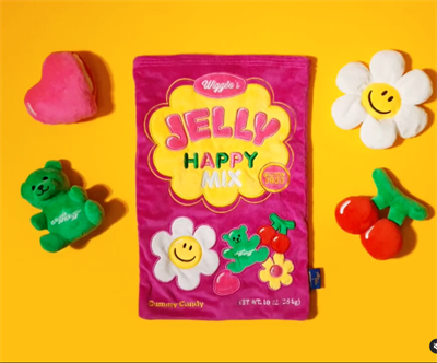 PETHROOM Nose work Toy - Jelly Happy Mix ของเล่นผ้านุ่มฝึกทักษะสำหรับสุนัขและแมว รูปทรงห่อขนมเจลลี่